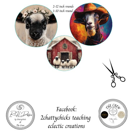 Decoupage 12 & 10" Round Farm Animals  Tissuepapier