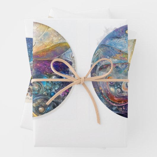 Decoupage 12" Circular Rounds Dragonflies  Inpakpapier Vel (In situ)