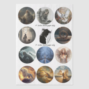Decoupage 12 Devotionele Onderzetter Set 4" Tissuepapier