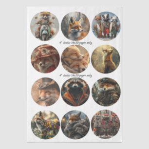 Decoupage 12 Vos 4" Onderzetter Bos Designs  Tissuepapier