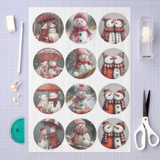 Decoupage 12 Whimsical 4" Coaster Santa Designs Tissuepapier (Craft)