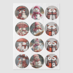 Decoupage 12 Whimsische 4" Coaster Santa Ontwerpen Tissuepapier