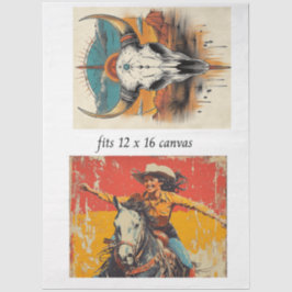 Decoupage 12x16 Cowgirl Roper & Skull Design  Tissuepapier