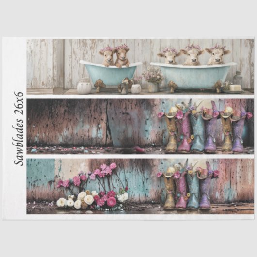 Decoupage 26x6" Farmhouse Designs for Handsaws Tissuepapier (Voorkant)