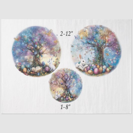 Decoupage 2-12" & 1-8" rounds Easter Egg Tree Tissuepapier (Voorkant)