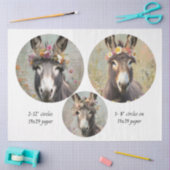 Decoupage 2-12" Circle & 8" Whimsical Donkey Trio Tissuepapier (Craft)