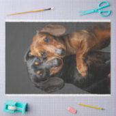 Decoupage 2 Dachshund Honden knuffelen Tissuepapier (Craft)