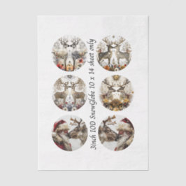 Decoupage 3" Snow Globe Moulds Floral Deer & Santa Tissuepapier