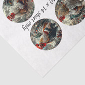 Decoupage 3" Snow Globe Moulds Roosters Red Barn Tissuepapier (Detail)