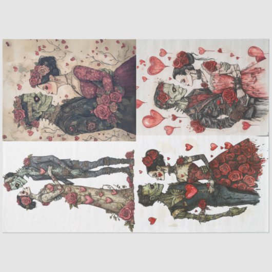 Decoupage 4 design Romantisch Frankenstein & Vrouw Tissuepapier (Voorkant)