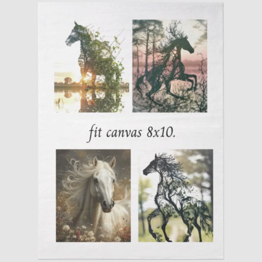 Decoupage 4 Horse Designs Fit 8x10 Canvas  Tissuepapier (Voorkant)