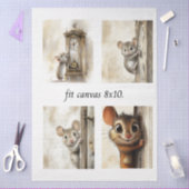 Decoupage 4 Mice Papers Fit 8 x 10 Canvas Tissuepapier (Craft)