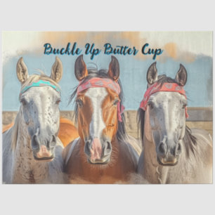 Decoupage Aanpassen 3 paarden "Buckle Up Buttercup Tissuepapier