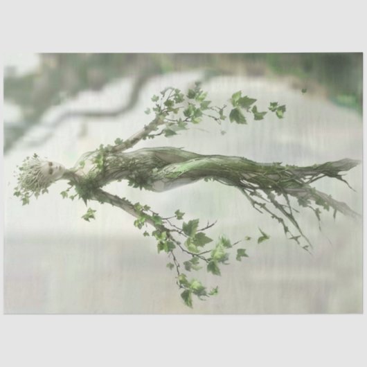 Decoupage Aardse Vrouw Figuur Met Boom Tissuepapier (Voorkant)