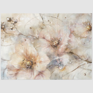 Decoupage Abstracte bloemmix van kleuren crèmes Tissuepapier