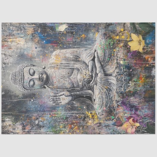 Decoupage Abstracte Boeddha Pose Tissuepapier (Voorkant)