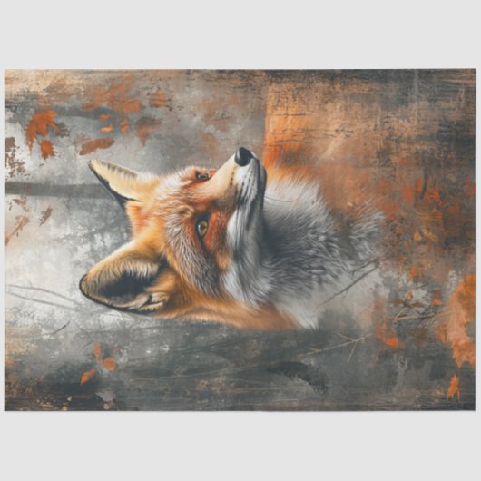 Decoupage Abstracte Fox Schilderij Herfst Bos Tissuepapier (Voorkant)