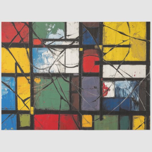 Decoupage Abstracte geometrische levendige kleurvl Tissuepapier (Voorkant)