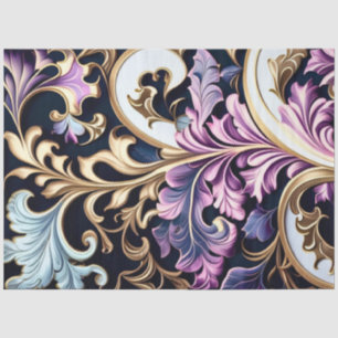 Decoupage Abstracte Gouden Paarse Blauwe Wervels Tissuepapier