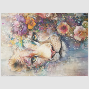 Decoupage Abstracte leeuwen gezicht artistieke ele Tissuepapier