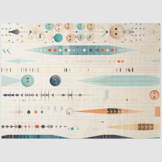 Decoupage Abstracte Vormen Patronen Blauw Sinaasap Tissuepapier (Voorkant)