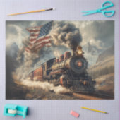 Decoupage American Flag Cloud & Train Tissuepapier (Craft)