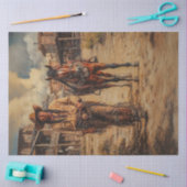 Decoupage American Indian & Horse Westerne Stad Tissuepapier (Craft)