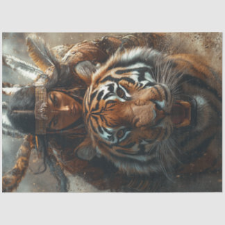 Decoupage Amerikaanse Indiase krijger vrouw op tij Tissuepapier