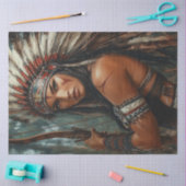 Decoupage Amerikaanse Indiase krijger vrouwen Tissuepapier (Craft)