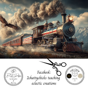 Decoupage Amerikaanse Locomotief Met Vlag & Adelaa Tissuepapier