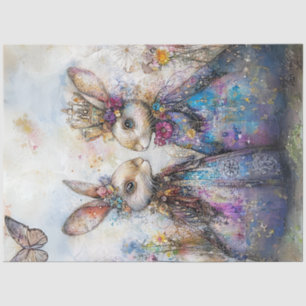 Decoupage Antropomorfe geklede paaskonijnen Tissuepapier