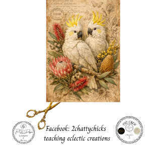 Decoupage Australische Kaketoes Botanicals Vintage Tissuepapier