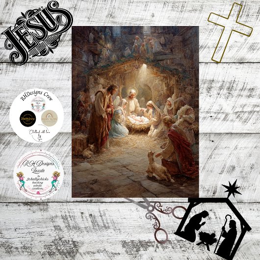 Decoupage Baby Jesus Nativity Scene  Tissuepapier