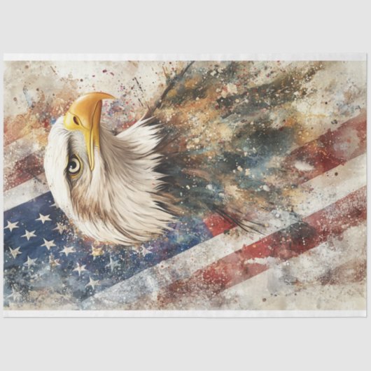 Decoupage Bald Eagle Amerikaanse vlag Pride Tissuepapier (Voorkant)