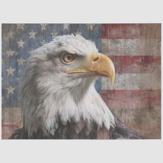 Decoupage Bald Eagle verweerde Amerikaanse vlag Tissuepapier (Voorkant)
