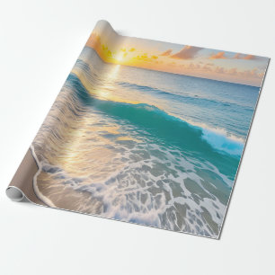 Decoupage bij zonsondergang op het strand cadeaupapier