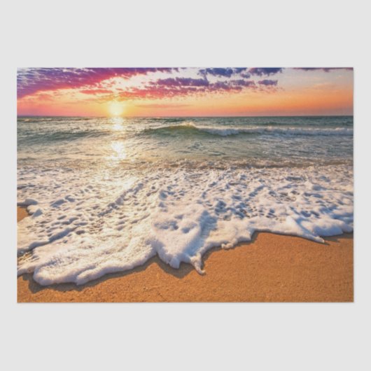 Decoupage bij zonsondergang op het strand tissuepapier (Voorkant)