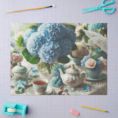 Decoupage Blauwe Hortensia en Theepot Tissue Paper Tissuepapier (Craft)