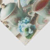 Decoupage Blauwe Hortensia en Theepot Tissue Paper Tissuepapier (Detail)