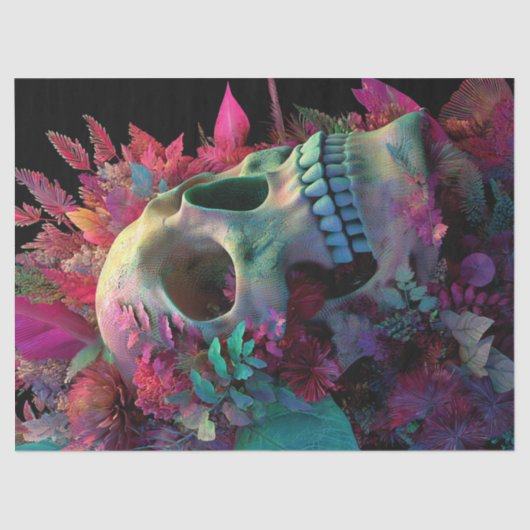 Decoupage Bloemenschedel Botanische Gotische kunst Tissuepapier (Voorkant)