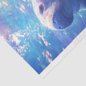 Decoupage Blue Ocean Waters Sad Manatee familie Tissuepapier (Detail)