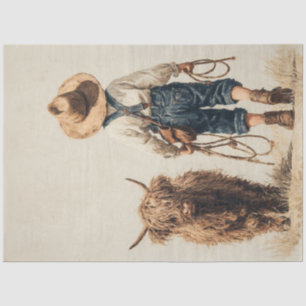 Decoupage Boer Boy Highland Kalf Tissuepapier