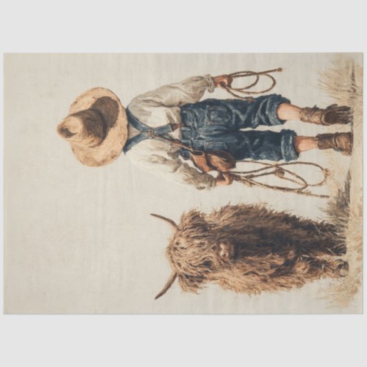 Decoupage Boer Boy Highland Kalf Tissuepapier (Voorkant)