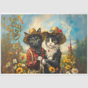 Decoupage Boer Mr & Mrs Cat Rusty en Daisy Tissuepapier