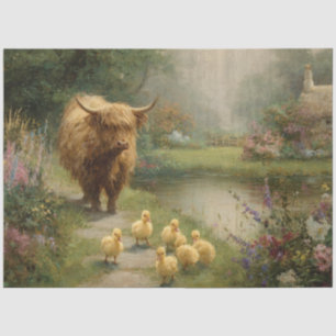 Decoupage Boerderij Scene Highland & Ducklings Pon Tissuepapier