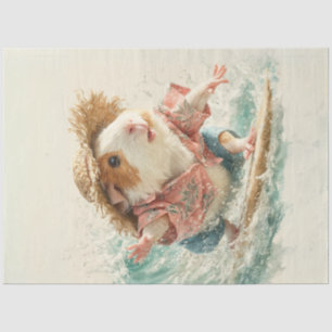 Decoupage Bruin Witte Otter Surfen Oceaan Tissuepapier