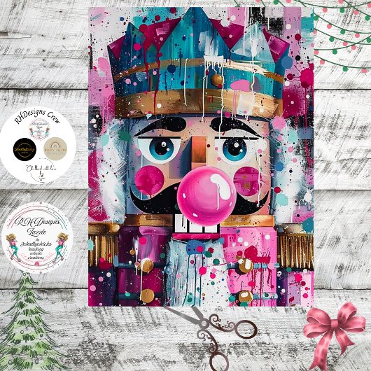 Decoupage Bubblegum Majesty Pink Nutcracker  Tissuepapier