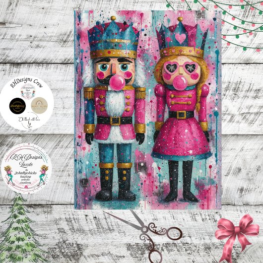 Decoupage Bubblegum Royalty Nutcracker Couple  Tissuepapier