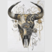 Decoupage Bull Skull Art Nouveau Bloemen Tissuepapier (Voorkant)
