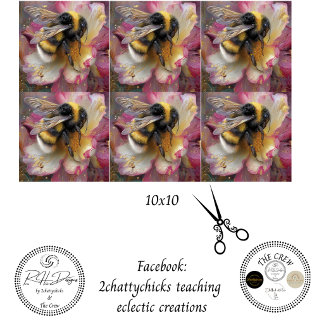 Decoupage Bumblebee Floral Pink 10x10  Tissuepapier